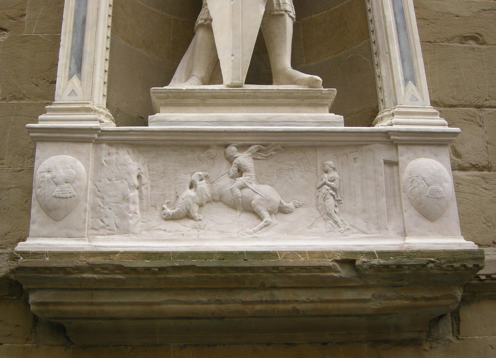 The niche of the armourers' guild at Orsanmichele with Donatello's Saint George