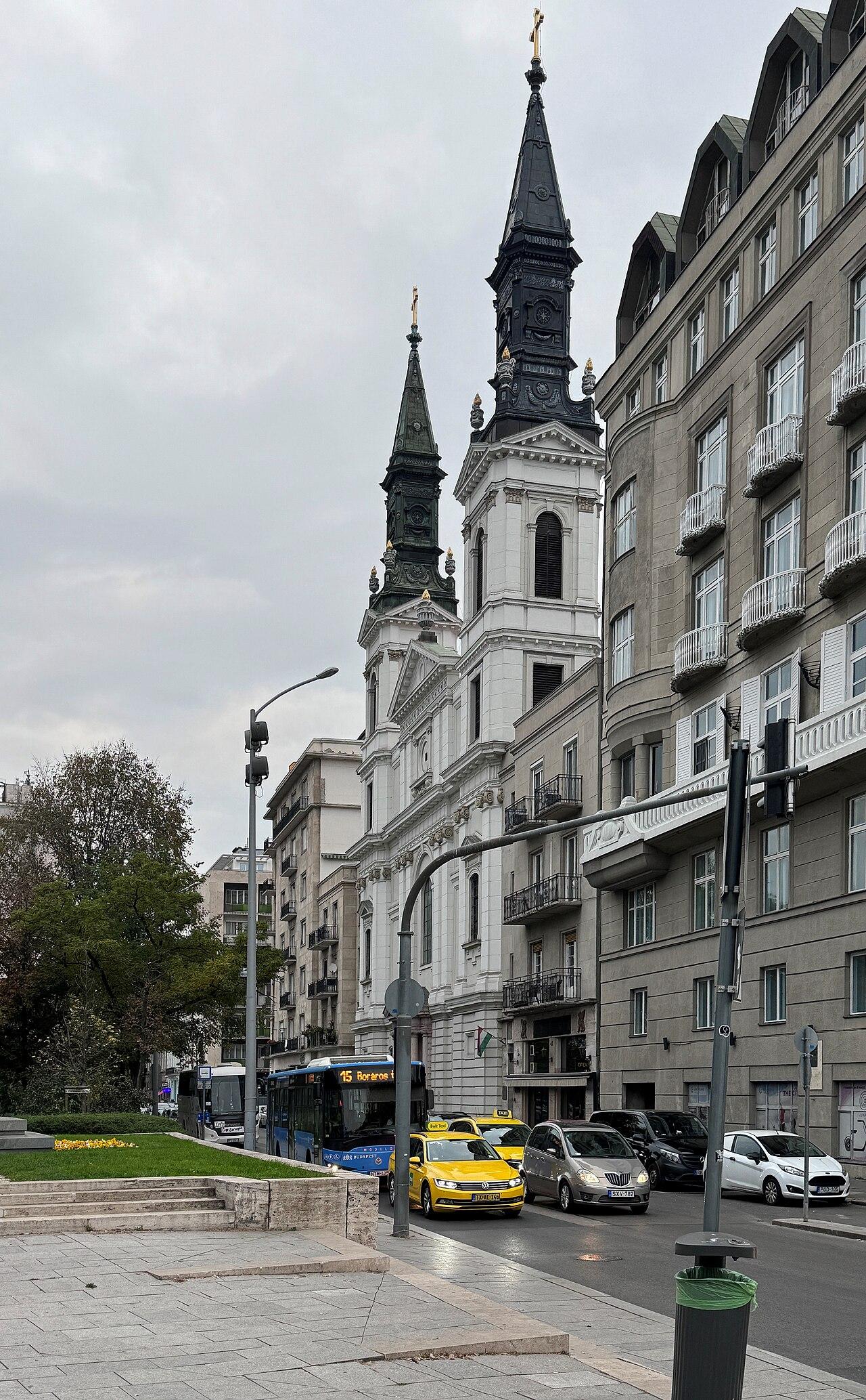 The Orthodox cathedral with its two pointed towers above the rooftops of the inner city