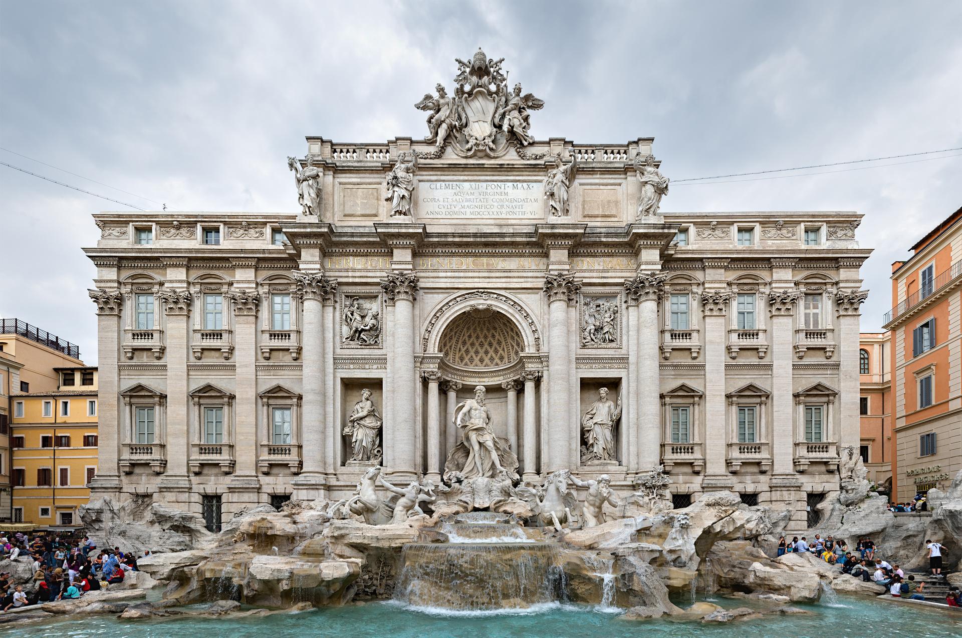 The Trevi Fountain, the end point of an aqueduct the popes had repaired