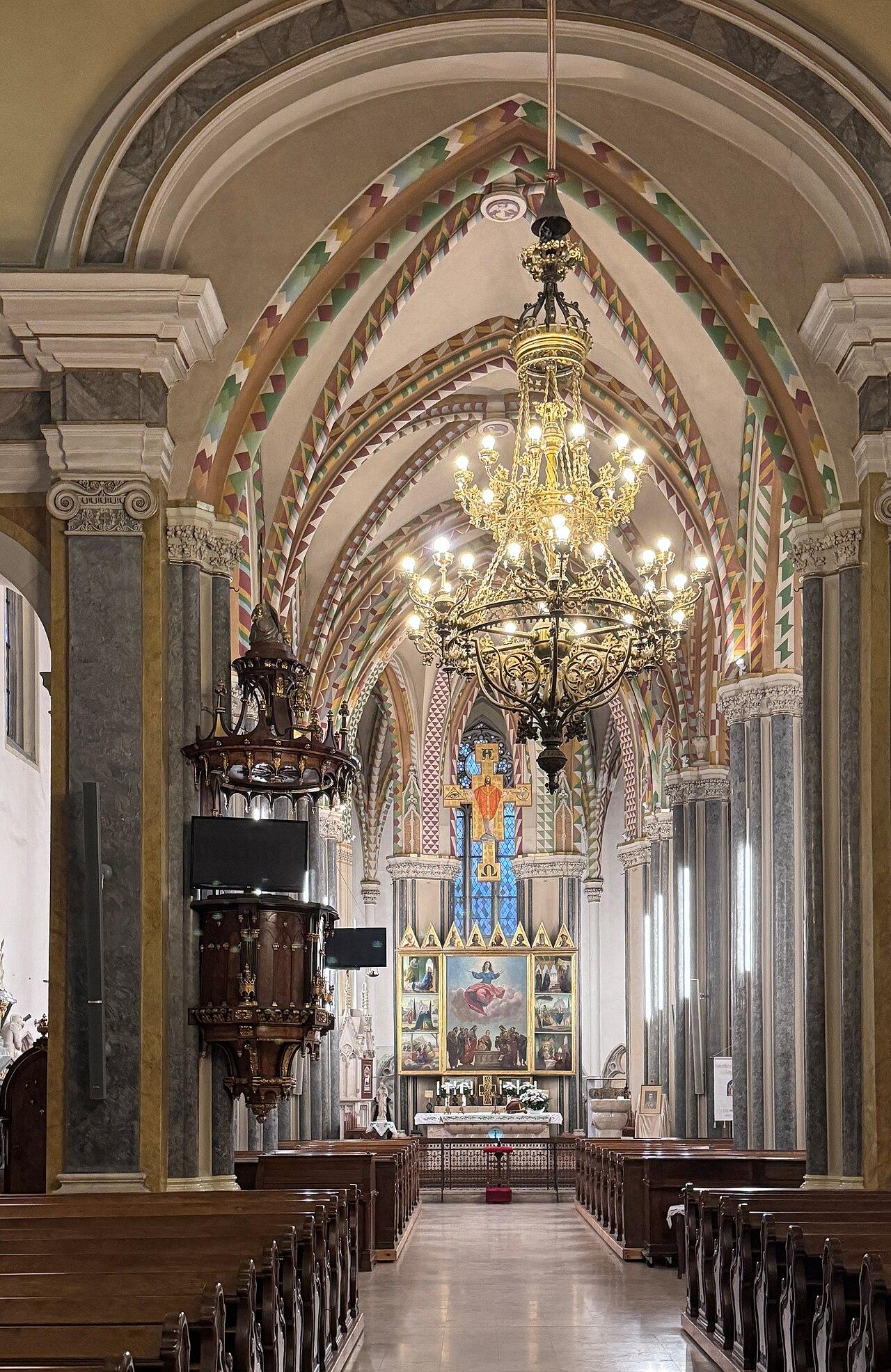The church with a prayer niche facing Mecca
